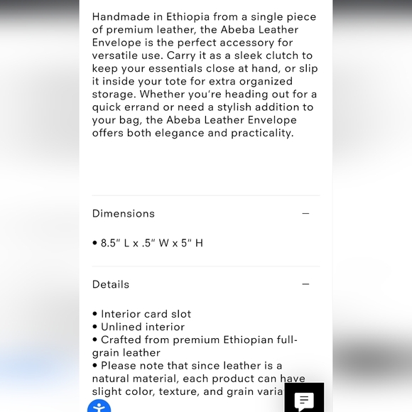 IVORY PARKER Clay Abeba Leather Envelope Clutch Made in Ethiopia - Picture 3 of 5